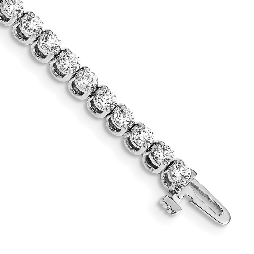14k White Gold Complete 4.18 carat Round A Diamond 2-prong 7 inch Tennis Bracelet