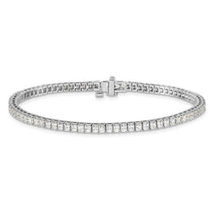 14k White Gold Complete 4 carat Princess AA Diamond 4-prong 7 inch Tennis Bracelet