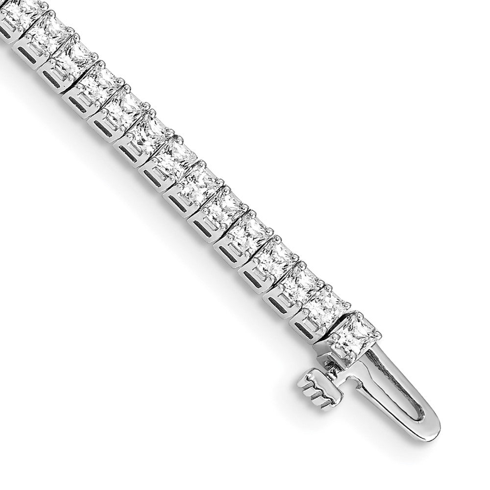 14k White Gold Complete 4 carat Princess AA Diamond 4-prong 7 inch Tennis Bracelet