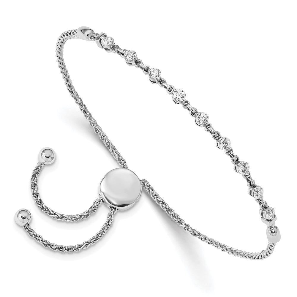 14k White Gold Polished Complete 1/2 carat VS Diamond Adjustable Bracelet