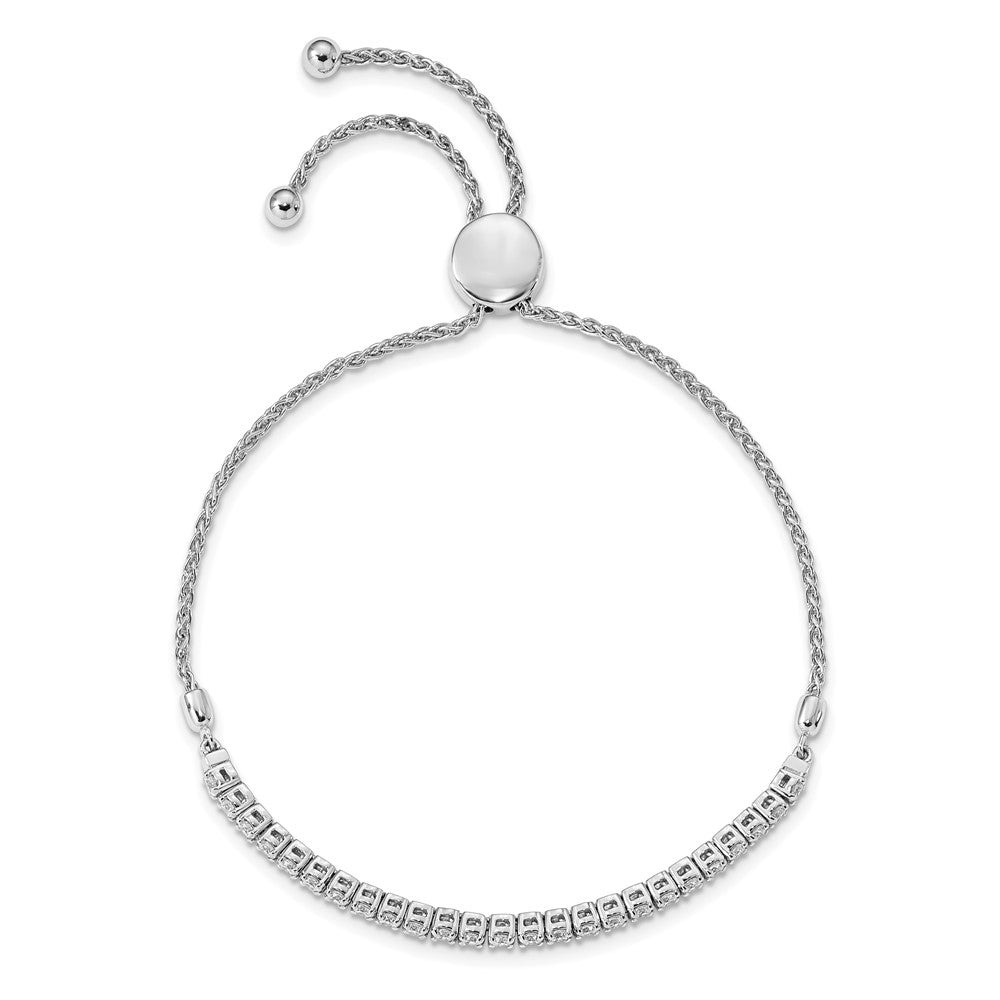 14k White Gold 2.2mm Round Diamond 1.03ct Adjustable Bracelet