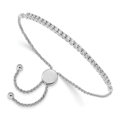 14k White Gold Polished Complete 1 carat A Diamond Adjustable Bracelet