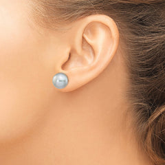 14k 10-11mm Grey Button Freshwater Cultured Pearl Stud Post Earrings