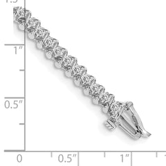 14k White Gold Complete 0.93 carat Round AA Diamond Fancy Spiral 7 inch Tennis Bracelet