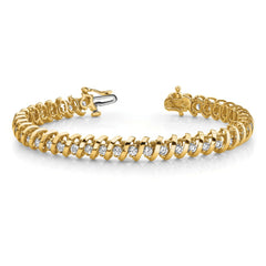 14k Complete 1.4 carat Round AAA Diamond Fancy Spiral 7 inch Tennis Bracelet