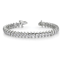14k White Gold Complete 1.4 carat Round AAA Diamond Fancy Spiral 7 inch Tennis Bracelet