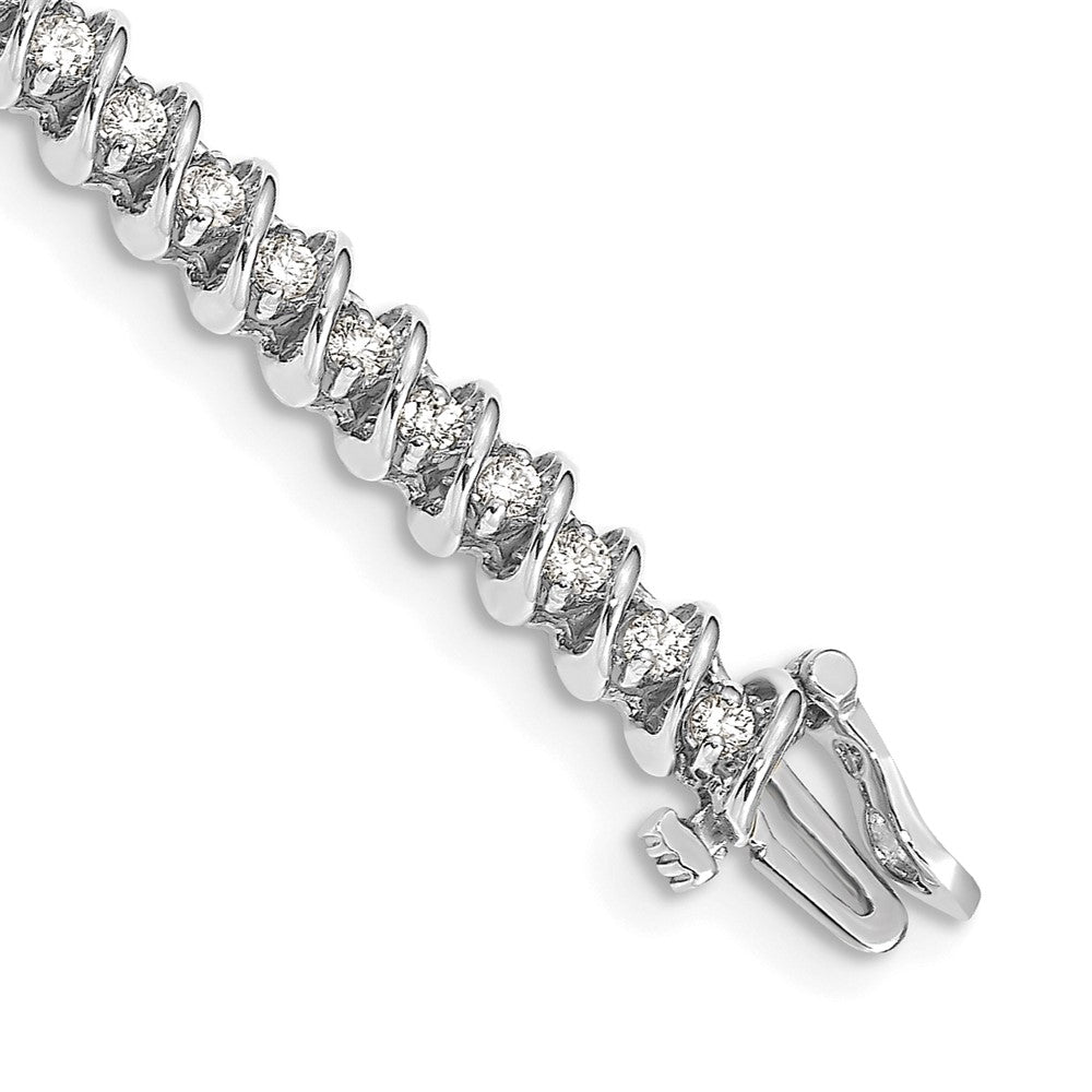 14k White Gold Complete 1.95 carat Round VS Diamond Fancy Spiral 7 inch Tennis Bracelet