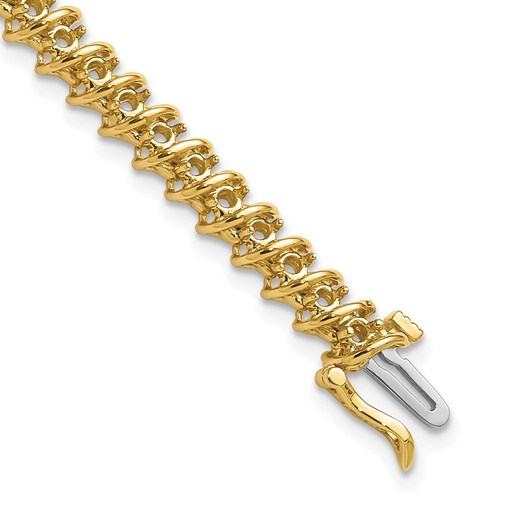 14k Holds 1.95 carat 50-2.1mm Round Diamond Fancy Spiral 7 inch Tennis Bracelet Mounting