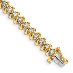14k Complete 2.25 carat Round AA Diamond Fancy Spiral 7 inch Tennis Bracelet