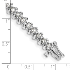 14k White Gold Complete 2.25 carat Round AAA Diamond Fancy Spiral 7 inch Tennis Bracelet