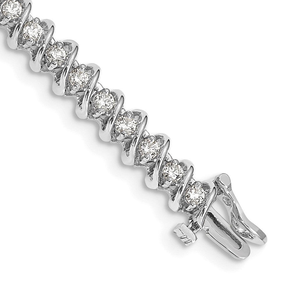 14k White Gold Complete 2.25 carat Round AA Diamond Fancy Spiral 7 inch Tennis Bracelet