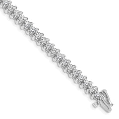 14k White Gold Complete 3.31 carat Round AA Diamond Fancy Spiral 7 inch Tennis Bracelet