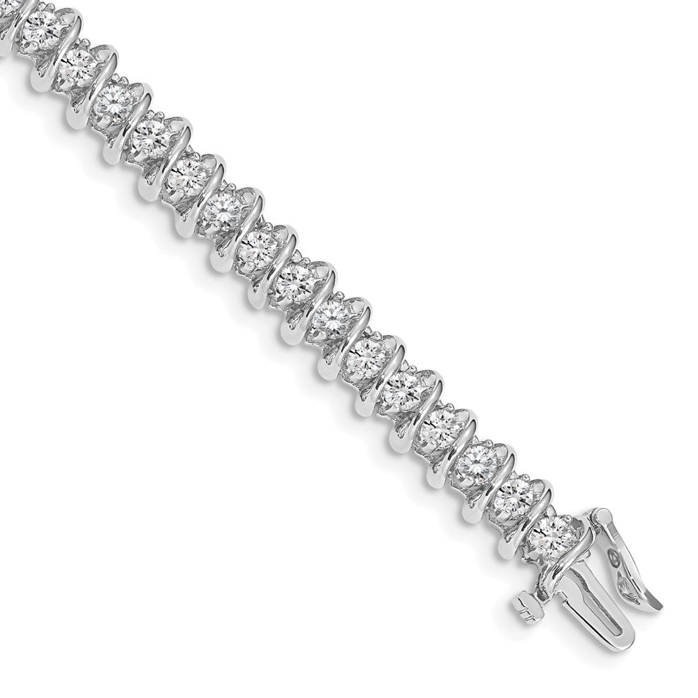 14k White Gold Complete 3.72 carat Round AAA Diamond Fancy Spiral 7 inch Tennis Bracelet