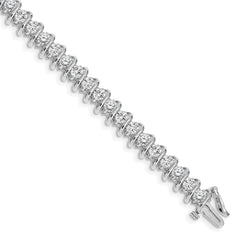 14k White Gold Complete 5 carat Round AAA Diamond Fancy Spiral 7 inch Tennis Bracelet