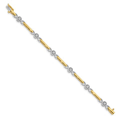 14k Two-tone Complete 1/2 carat Round AA Diamond Bar 7 inch Tennis Bracelet