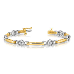 14k Two-tone Complete 1/2 carat Round A Diamond Bar 7 inch Tennis Bracelet