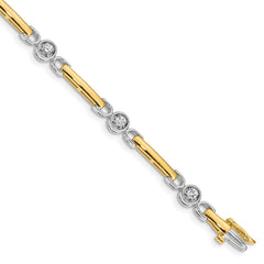14k Two-tone Complete 1/2 carat Round AA Diamond Bar 7 inch Tennis Bracelet