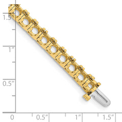 14k Holds 12.5 carat 36-4.4mm Round Diamond 4-prong 7 inch Tennis Bracelet Mounting