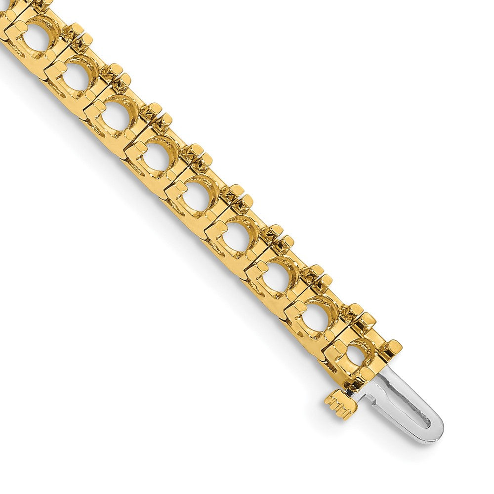 14k Holds 12.5 carat 36-4.4mm Round Diamond 4-prong 7 inch Tennis Bracelet Mounting
