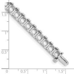 14k White Gold Holds 17 carat 33-5.1mm Round Diamond 4-prong 7 inch Tennis Bracelet Mounting