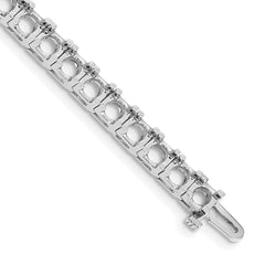 14k White Gold Complete 17 carat Round A Diamond 4-prong 7 inch Tennis Bracelet