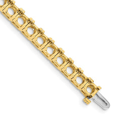 14k Holds 17 carat 33-5.1mm Round Diamond 4-prong 7 inch Tennis Bracelet Mounting