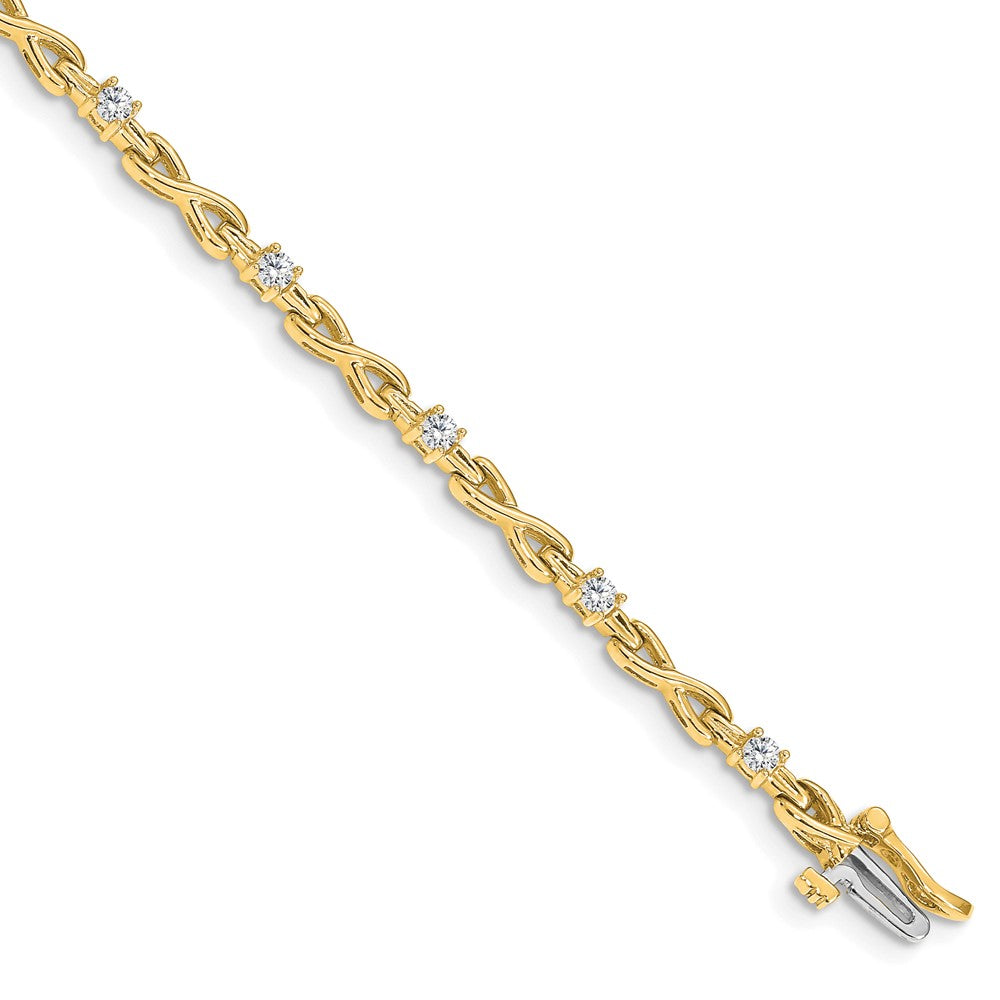 14k Complete 1/2 carat Round AAA Diamond 4-prong X-design 7 inch Tennis Bracelet