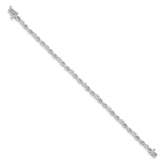 14k White Gold Complete 1/2 carat Round AA Diamond 4-prong X-design 7 inch Tennis Bracelet