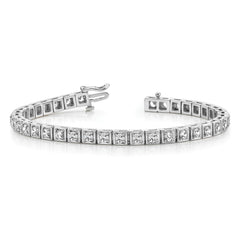 14k White Gold Complete 5.1 carat Round VS Diamond 4-prong 7 inch Tennis Bracelet