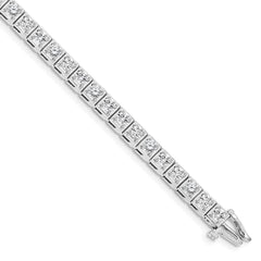14k White Gold Complete 5.1 carat Round VS Diamond 4-prong 7 inch Tennis Bracelet