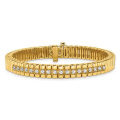 14k Complete 0.93 carat Round AA Diamond 4-prong 7-inch Link Bracelet