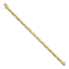 14k Holds 2.8 carat 13-3.8mm Round Diamond Bar Link 7 inch Tennis Bracelet Mounting