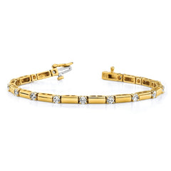 14k Complete 2.8 carat Round AA Diamond Bar Link 7 inch Tennis Bracelet