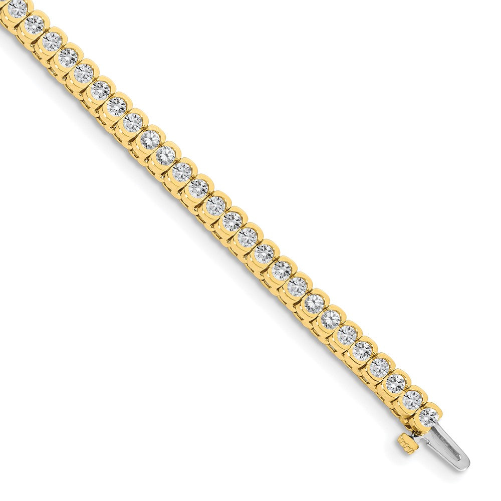14k Complete 3.5 carat Round A Diamond Half-Bezel 7 inch Tennis Bracelet