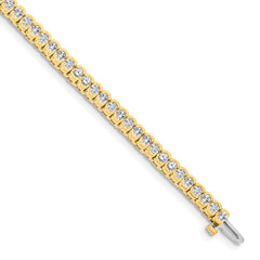14k Complete 3.5 carat Round AAA Diamond Half-Bezel 7 inch Tennis Bracelet