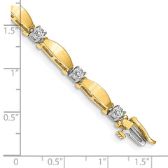 14k Two-tone Complete 1.13 carat Round A Diamond Curved Bar Link 7 inch Tennis Bracelet