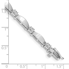 14k White Gold Holds 1.13 carat 11-3.0mm Round Diamond Curved Bar Link 7 inch Tennis Bracelet Mounting