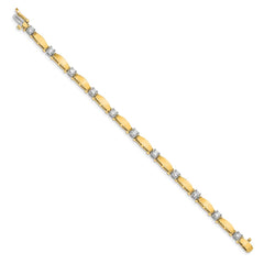 14k Two-tone Complete 1.87 carat Round A Diamond Curved Bar Link 7 inch Tennis Bracelet