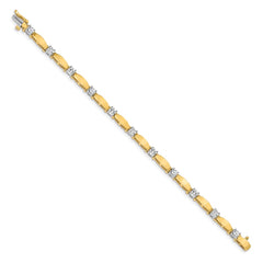 14k Two-tone Complete 2.75 carat Round AA Diamond Curved Bar Link 7 inch Tennis Bracelet