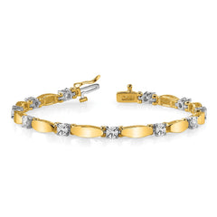 14k Two-tone Complete 2.75 carat Round AA Diamond Curved Bar Link 7 inch Tennis Bracelet
