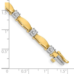 14k Two-tone Complete 2.75 carat Round AA Diamond Curved Bar Link 7 inch Tennis Bracelet