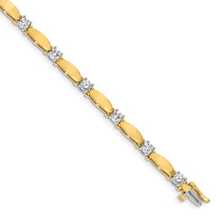 14k Two-tone Complete 2.75 carat Round AA Diamond Curved Bar Link 7 inch Tennis Bracelet