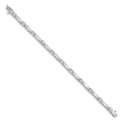 14k White Gold Complete 2.75 carat Round A Diamond Curved Bar Link 7 inch Tennis Bracelet