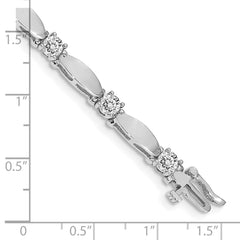 14k White Gold Complete 2.75 carat Round AA Diamond Curved Bar Link 7 inch Tennis Bracelet