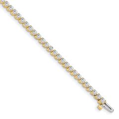 14k Complete 2.4 carat Round VS Diamond 3-prong 7 inch Tennis Bracelet