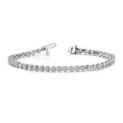 14k White Gold Complete 2.4 carat Round AAA Diamond 3-prong 7 inch Tennis Bracelet