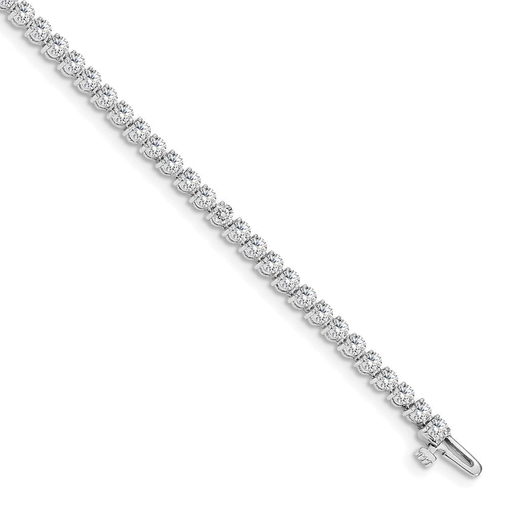 14k White Gold Complete 2.4 carat Round AA Diamond 3-prong 7 inch Tennis Bracelet