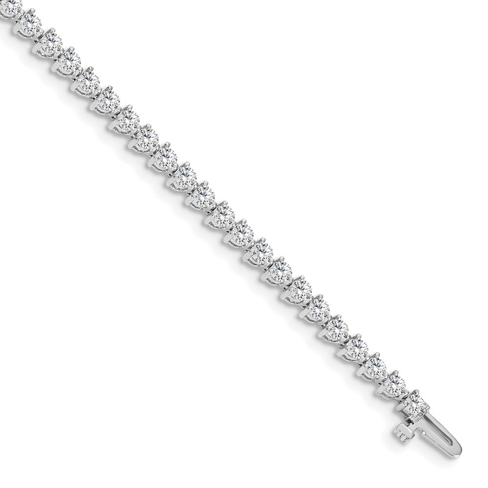 14k White Gold Complete 4.3 carat Round AAA Diamond 3-prong 7 inch Tennis Bracelet