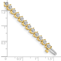 14k Complete 6.15 carat Round AA Diamond 3-prong 7 inch Tennis Bracelet
