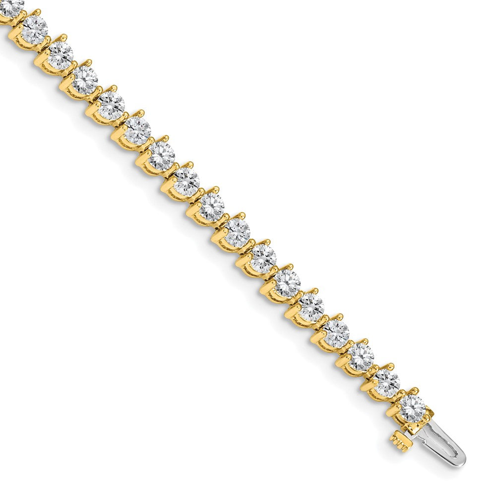 14k Complete 6.15 carat Round AA Diamond 3-prong 7 inch Tennis Bracelet